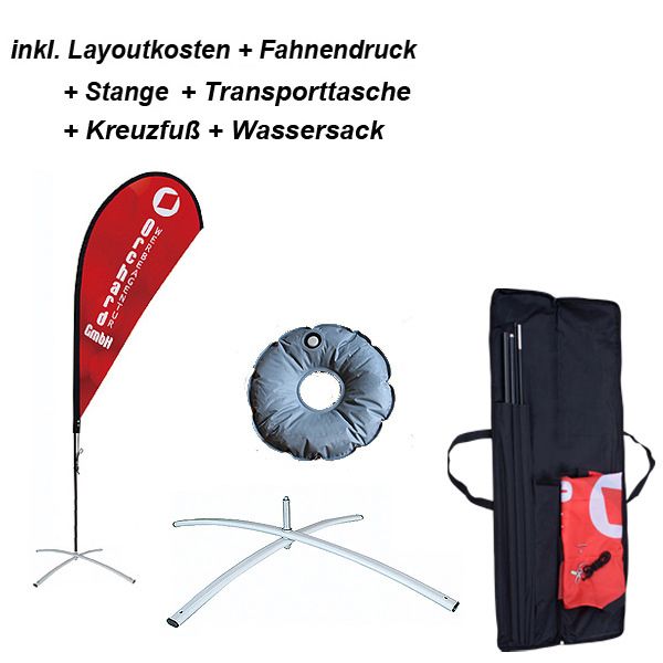 Beachflag drop   hoehe ca 275cm inkl Design + Druck