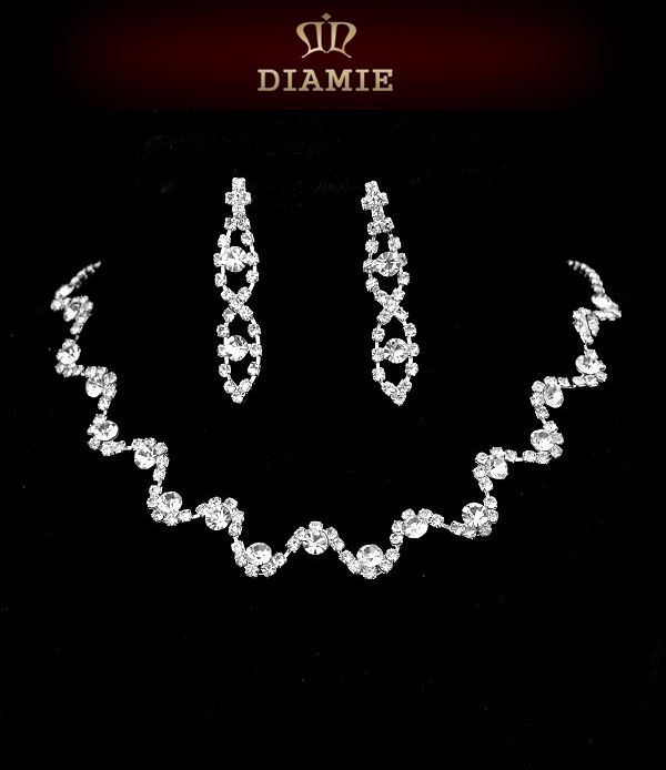 DIAMIE Brautschmuck Schmuckset Hochzeit Strass Halskette Collier