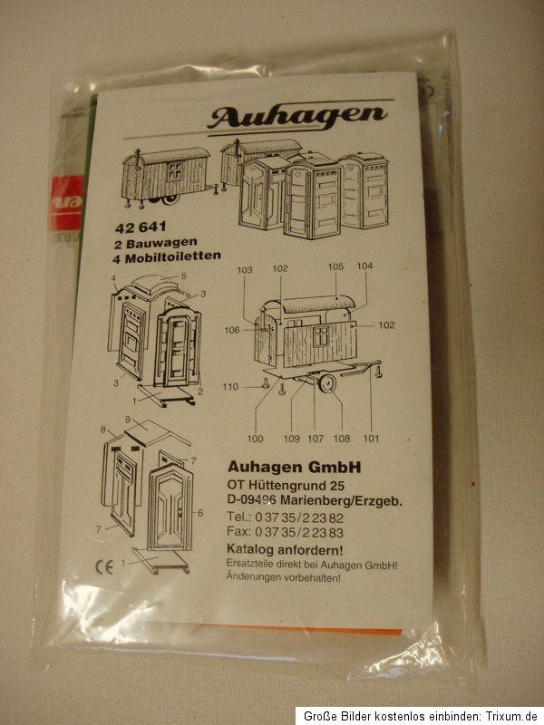 Bauwagen + 4 Mobiltoiletten Bausatz H0 Auhagen 42641 NEU