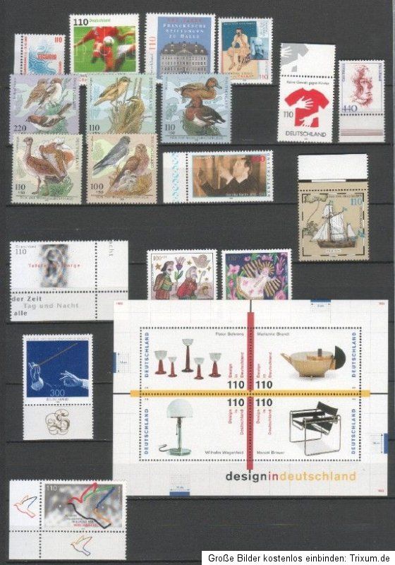 BUND JAHRGANG 1998 POSTFRISCH KOMPLETT 2010M€ ca. 116 € (Lot T1