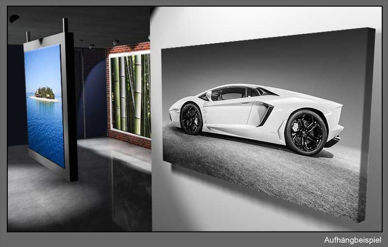 Leinwand Bild Lamborghini Aventador Sportwagen Schwarzweiß Kult