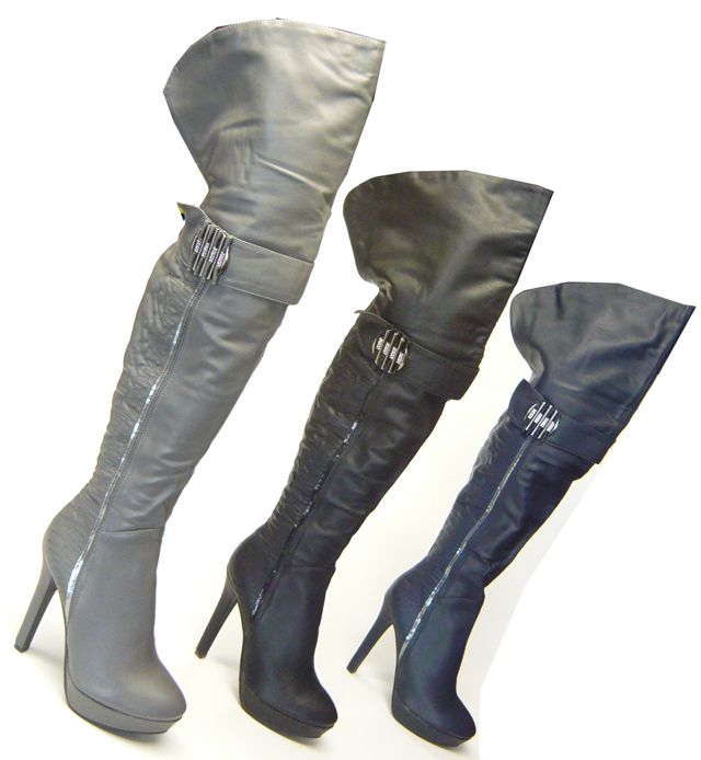 Damen Overknee Stiefel Pailletten Strass Heels