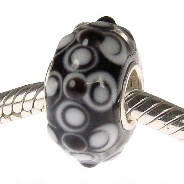 ORIGINAL MURANO GLAS BEAD ECHT 925 STERLING SILBER ELEMENT SCHWARZ