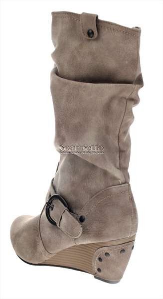 Damenstiefel Winterstiefel Keilabsatz Stiefel khaki Größen 36 41