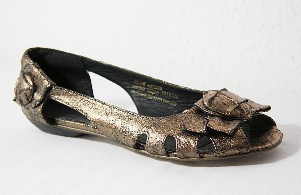 Peep Toe Pumps 36 NEU Metallic Look gold silber flach   UK 334