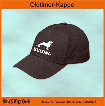 Oldtimer Logo Kappe Mütze Cap BÜSSING, schwarz (344)