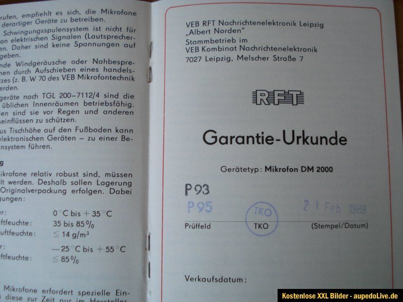 RFT DDR Mikrofon DM 2000 VEB Nachrichtenelektronik Leipzig kein Stern