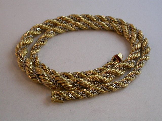 traum Collier im Zopfmuster 60er Jahre Gold 750   681/354