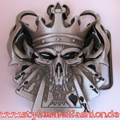 Gürtelschnalle Buckle Harlekin Poker Skull NEU USA King