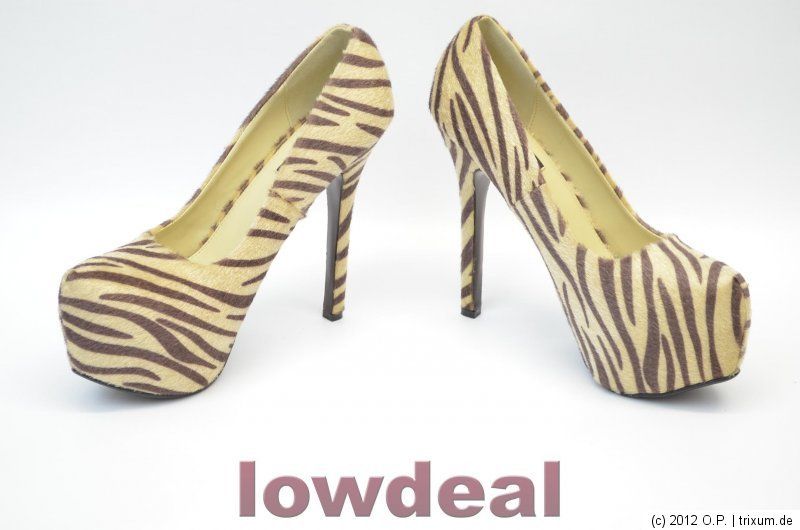 Sexy und wild Plateau High Heels Damen Pumps in Zebra Look Gr.36 41