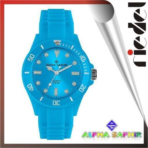 ALPHA SAPHIR Jaques Lemans Uhr 371L Armbanduhr Silikon blau Damenuhr