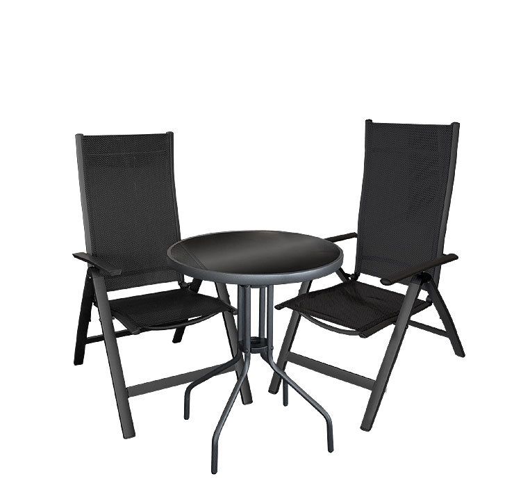 3TLG BISTRO GARTENGARNITUR 60CM BALKONMÖBEL SET 7 POS HOCHLEHNER