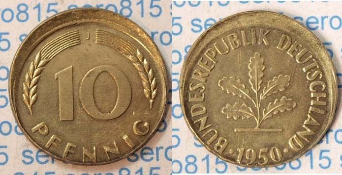 Verpraegung 10 Pfennig BRD 1950 J selten Jaeger Nummer 383 n336