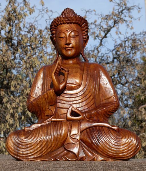 Sehr schoener 40 cm BUDDHA Meditation Moench HOLZ BUDDA Feng Shui 381