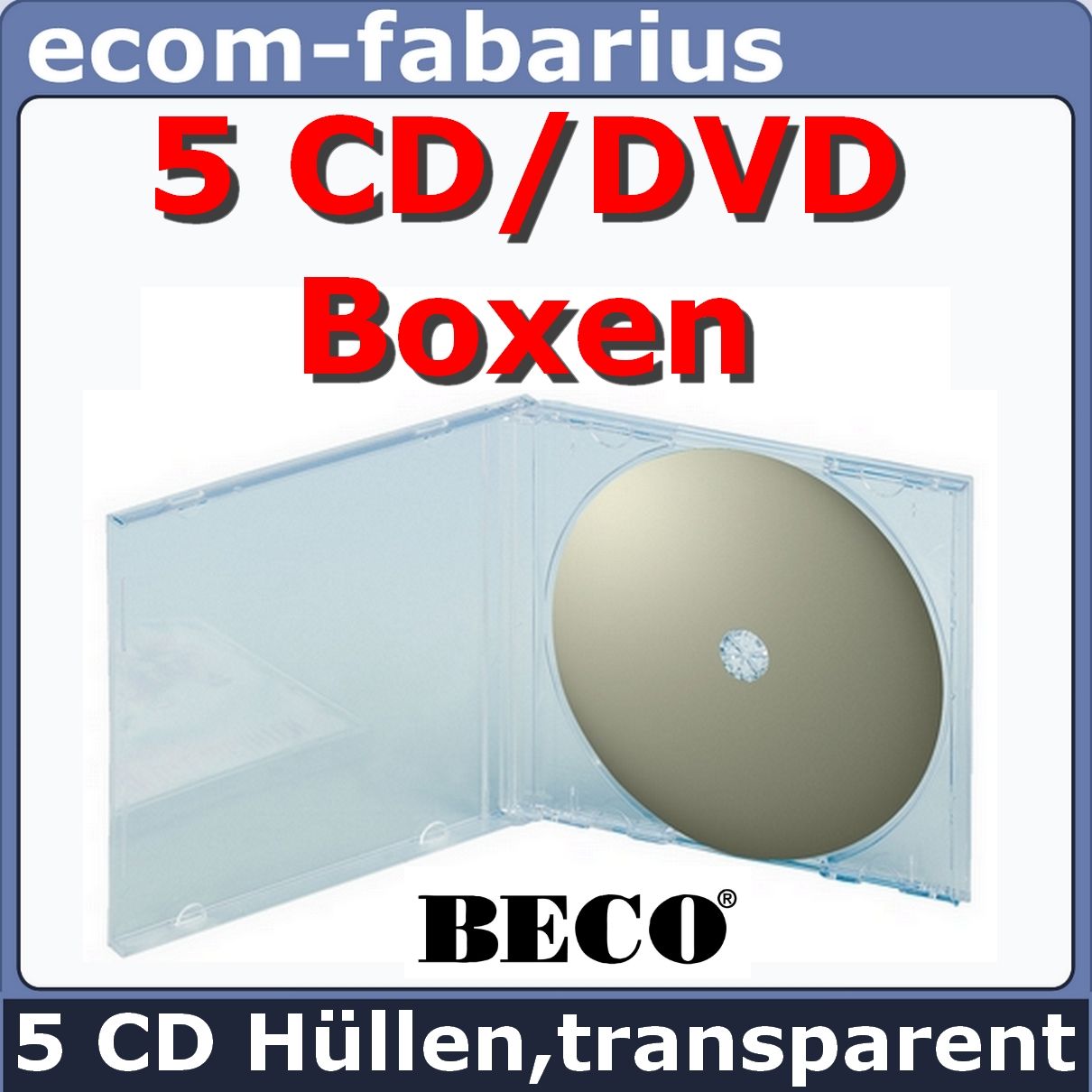 BECO 5 CD HÜLLEN JEWELCASE TRAY TRANSPARENT KLAR 408.05