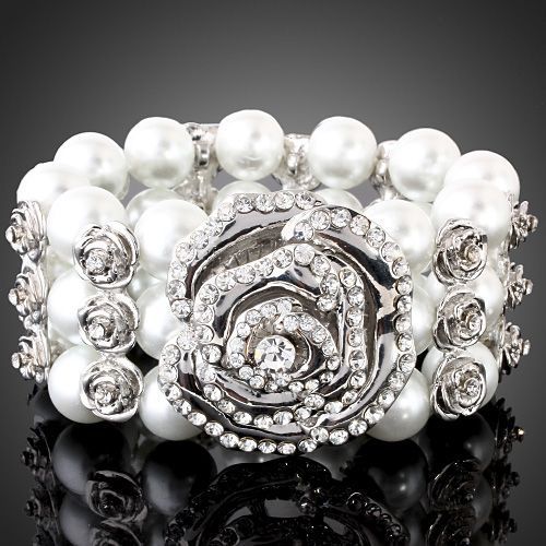 ORIGINAL KAREN LY LE BENERE XXL ARMBAND 18K NP 399 USA pearl