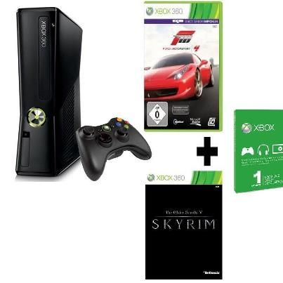 Microsoft Xbox 360 Slim 250GB Schwarz + Forza Motorsport 4 +Elder