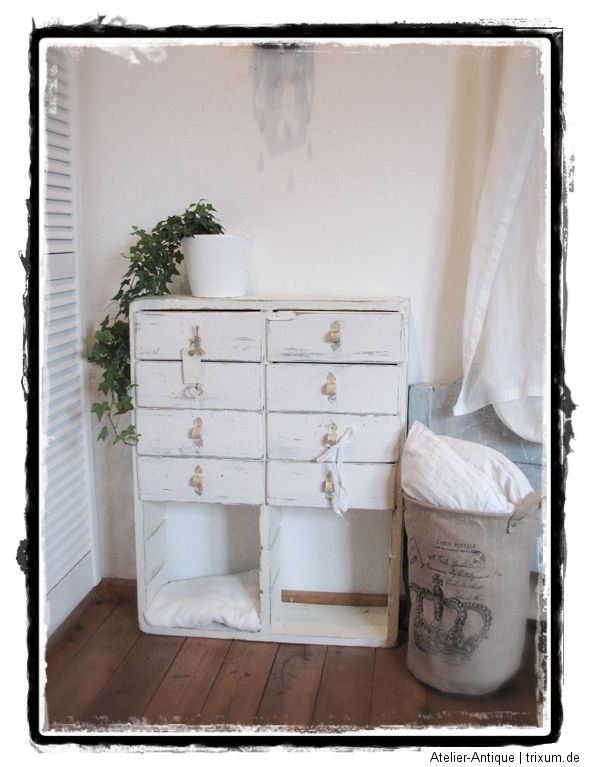 SHABBY CHIC KOMMODE SCHRANK REGAL CREME WEIß BABY VINTAGE BROCANTE