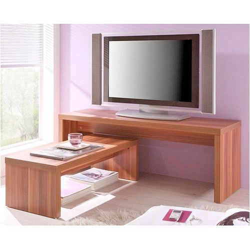 TV Rack TV Regal TV Bank Fernsehtisch 2teilig, 125x45x40cm