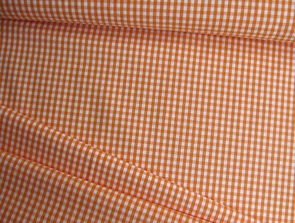 Baumwollstoff Vichy Karo kariert orange weiß NEU