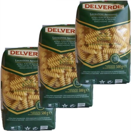 17EUR/1kg) 3x Delverde Nudeln Fusilli n.29, 500 g