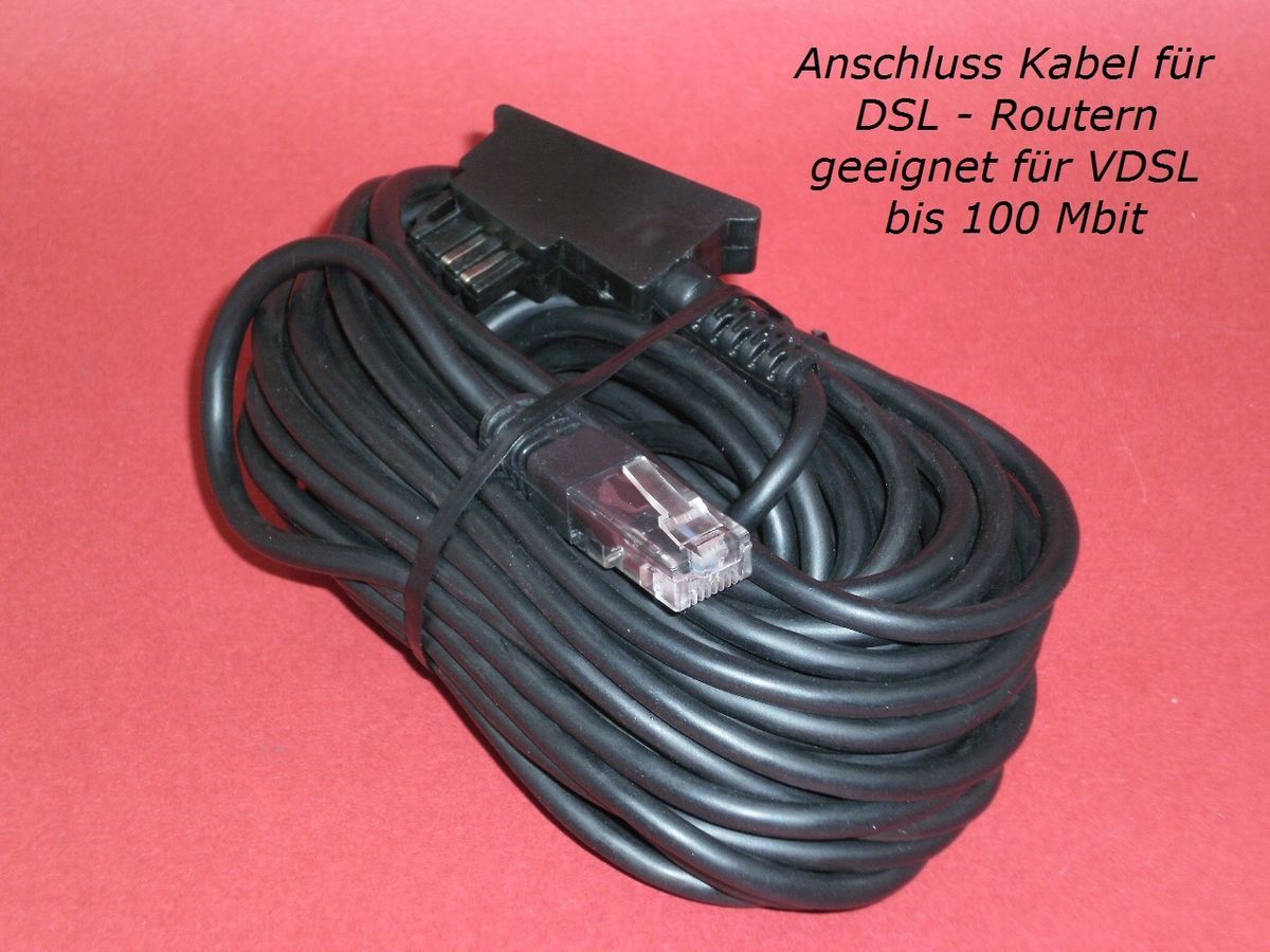 TAE Anschluss Kabel DSL/VDSL 15m=0,463€/m TAE F Stecker RJ45 Stecker
