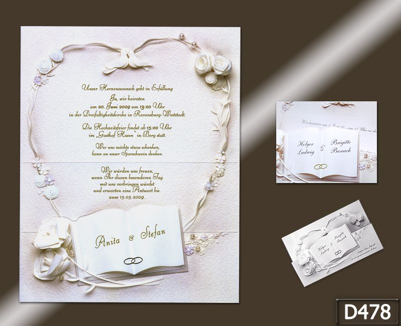 Ab 1,00€/St. Edle Hochzeitskarten Einladung Hochzeit