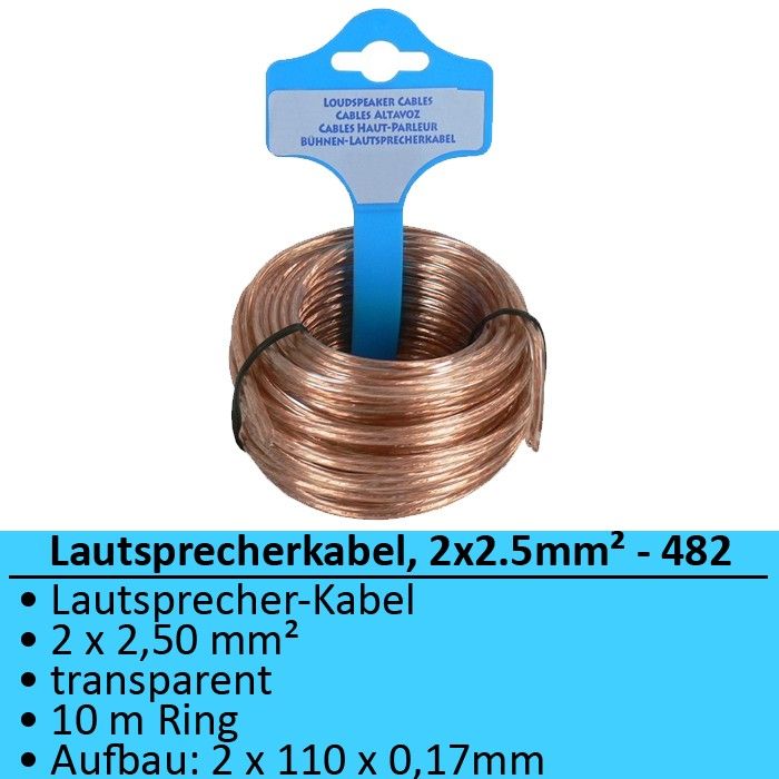 09EUR/1m) Lautsprecherkabel Boxenkabel transp 2x2.50