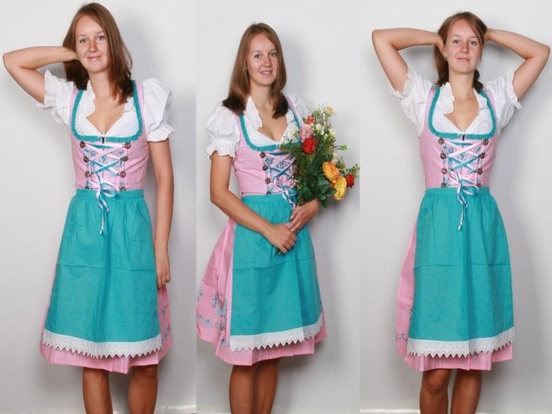 481 Dirndl Trachten Kleid + Bluse + Schürze Oktoberfest