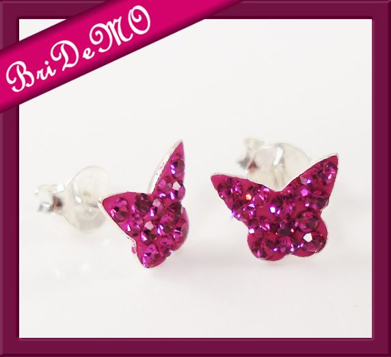 Ohrstecker Ohrstecker Schmetterling Butterfly Hot Pink 925 Silber