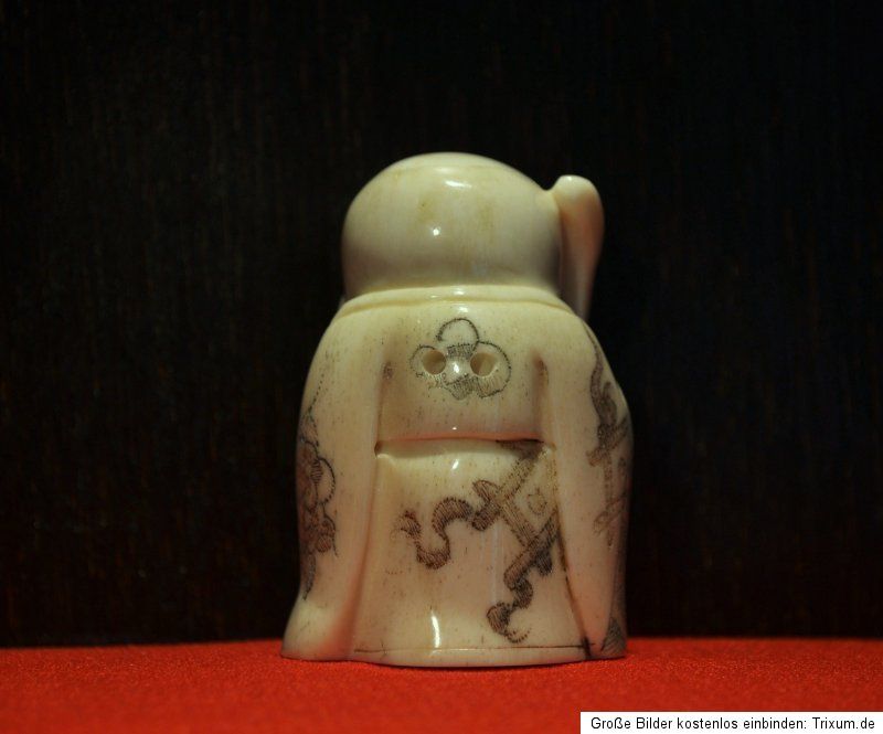 Fukurokuju Glücksgott Netsuke Japan  signiert