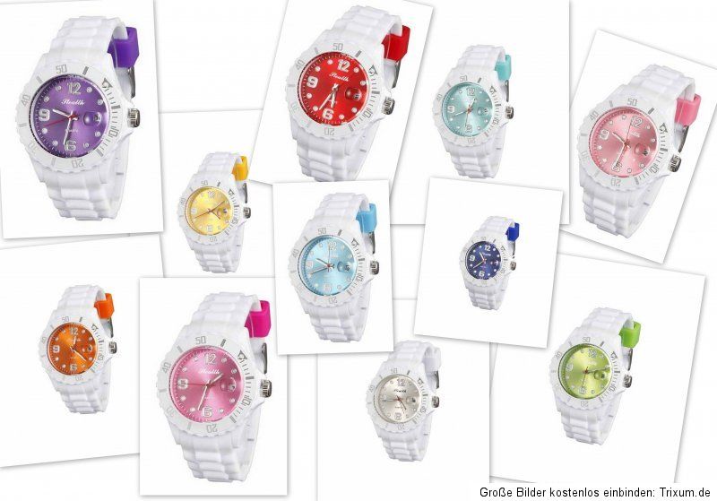 NEU Stealth Uhr weiß Datumsanzeige Silikon Armband Sommer Trend watch
