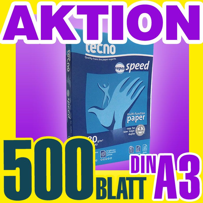 500 Blatt Marken Papier Inapa Tecno DIN A3 80g weiß Kopierpapier