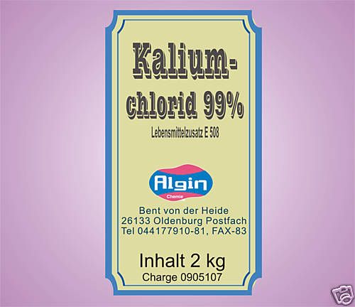 1A Kaliumchlorid 99% E508 2 kg ClipBeutel Vers. Rabatt