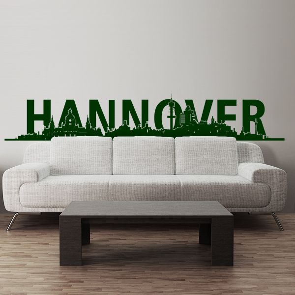 Skyline Hannover Typo   Wandtattoo Wandaufkleber Sticker Wand Stadt