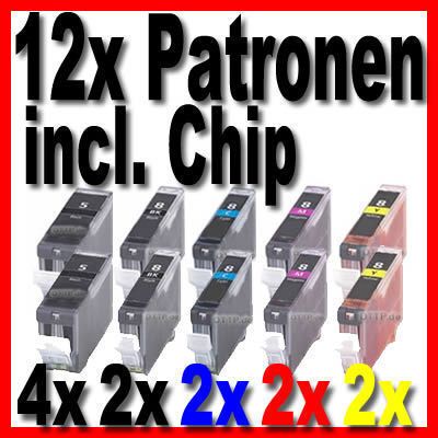 12x DRUCKER PATRONE+CHIP PIXMA MP500 MP510 MP520 MP530 MP610 MP810