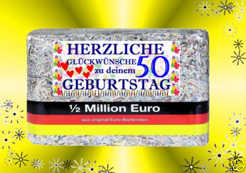 Geburtstagsgeschenk Geldgeschenke 1/2Mio 50. Geburtstag