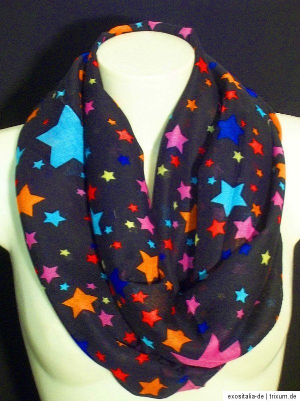 XXL Schal Stola Scarf Designer Schal Stern Star Muster Neon Multicolor