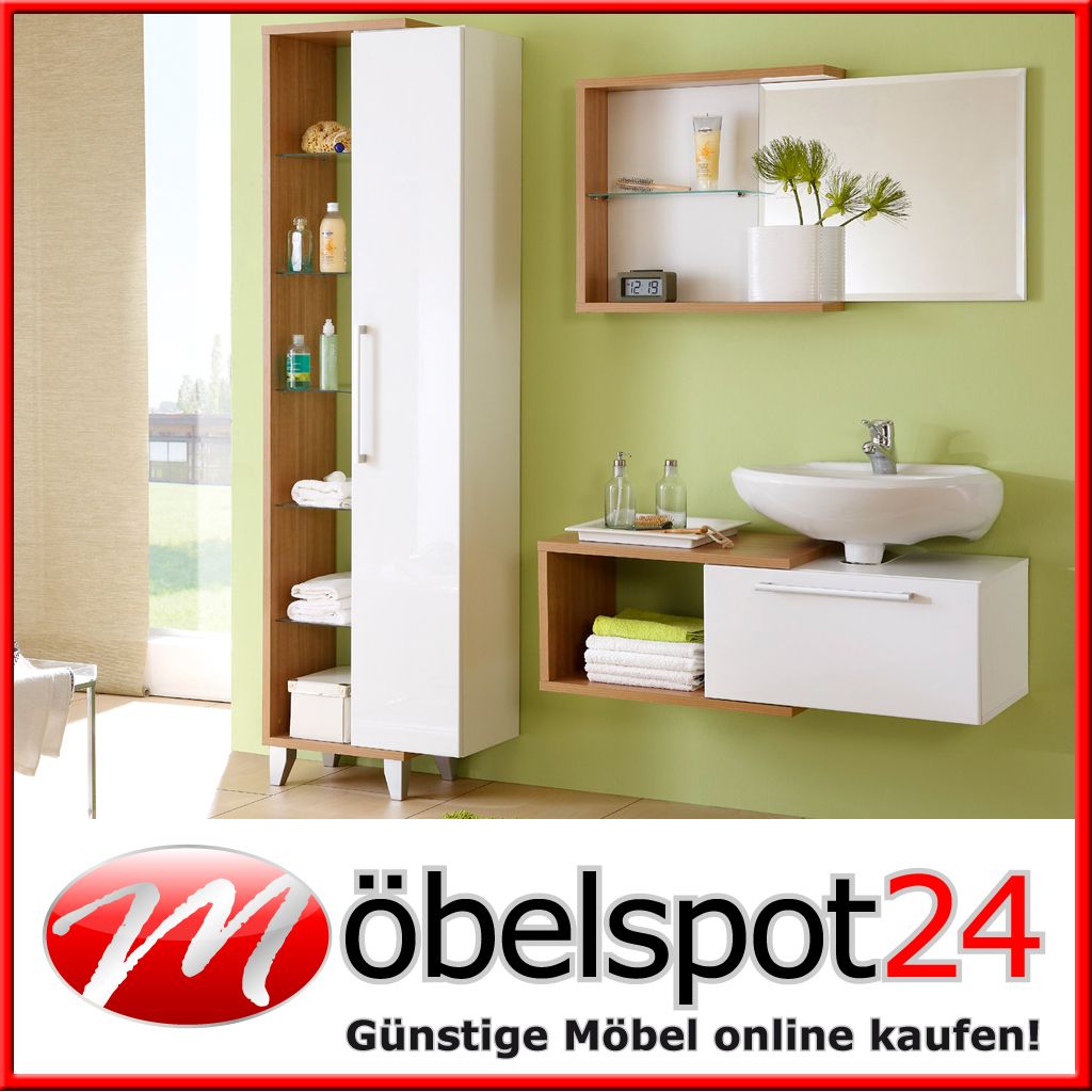 Tlg. Design Badmöbel Badezimmer Bad Set Neptun Weiss Noce