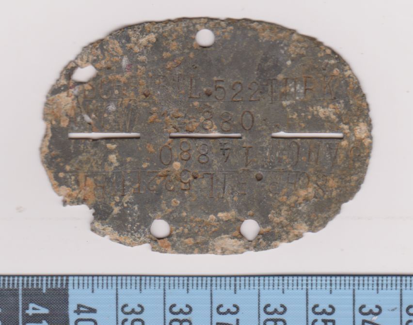 dog tag Erkennungsmarke NSCHB.BTL.522 TURK JANOW 14880 2 .WK