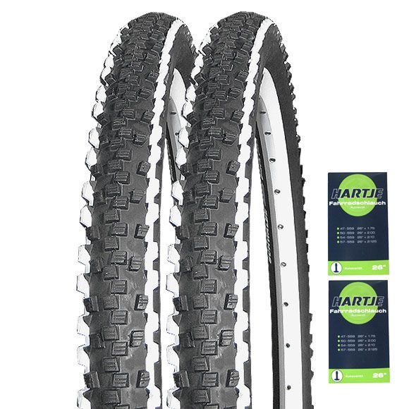 Schwalbe Black Jack white stripes 57 559 / 26x2.25 + 2 Schläuche