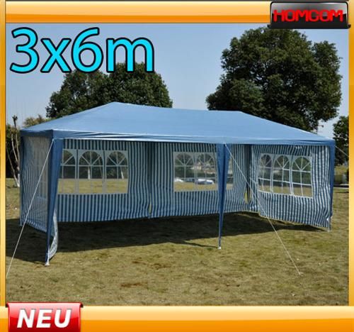 Partyzelt Pavillon Gartenzelt Bierzelt Garten 3x6m Blau NEU