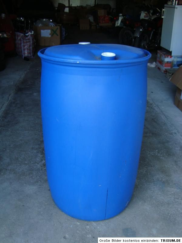 Blaue Tonne Fass Faß PVC Kunststoff ca. 200 Liter Behälter