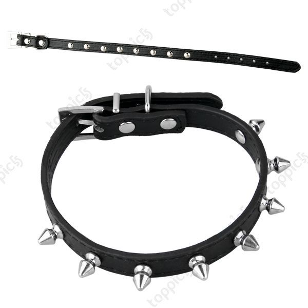 Schwarz PU Leder Hunde Halsband Hundehalsband Punk mit Nieten