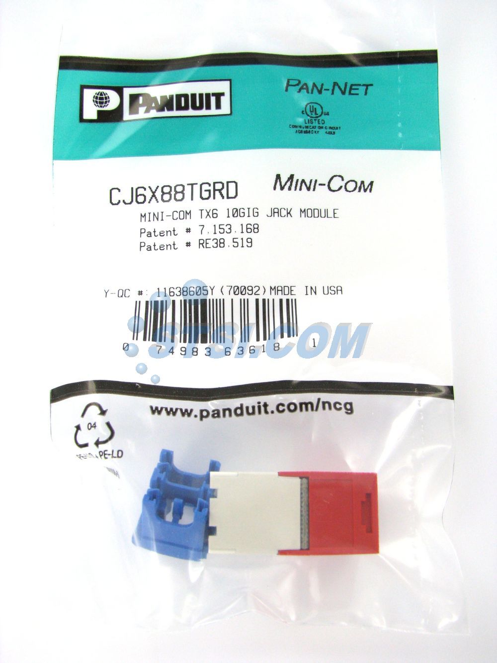 Panduit CJ6X88TGRD Cat6a 10G Mini Com Jack Red ~STSI