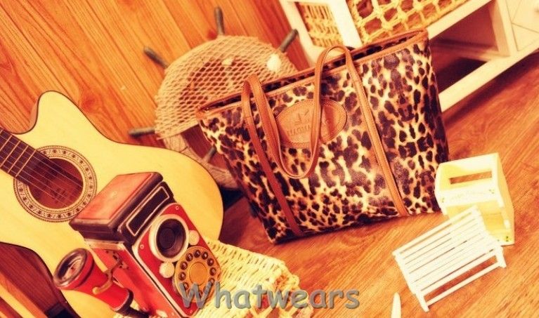 Damen sexy Leopard Muster Handtasche Schultertasche Tragetasche Bag 2