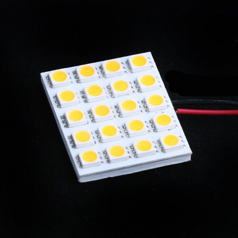 20 SMD 5050 LED Car Interior Light Panel T10 Dome BA9S Adapter Warm