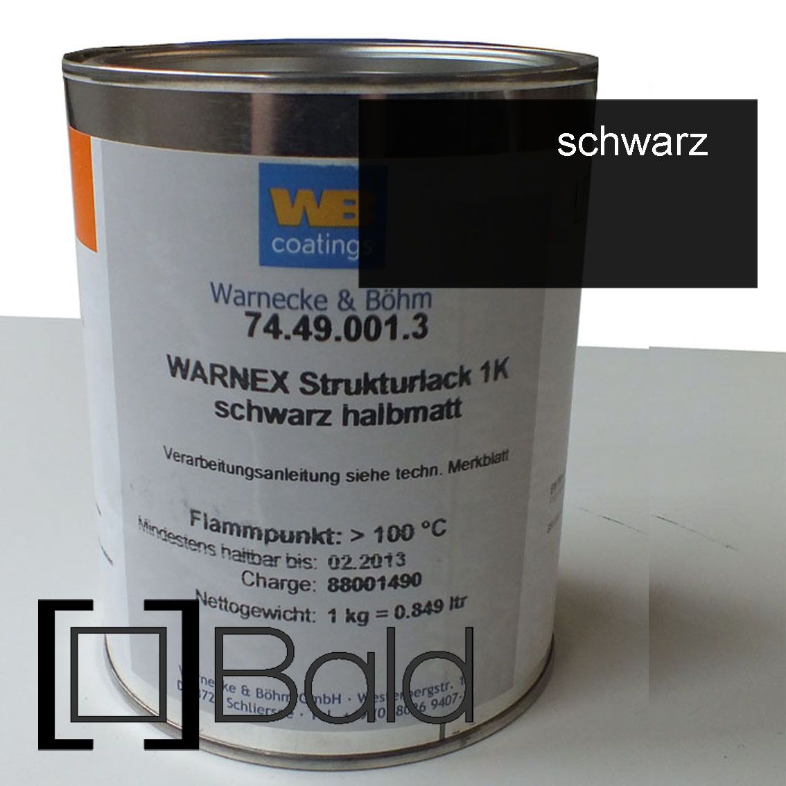 Warnex Strukturlack / Boxenlack schwarz 1kg   Original