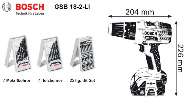 Bosch Akkuschlagbohrschrauber GSB 18 2 Li Akku Schlag Bohrschrauber