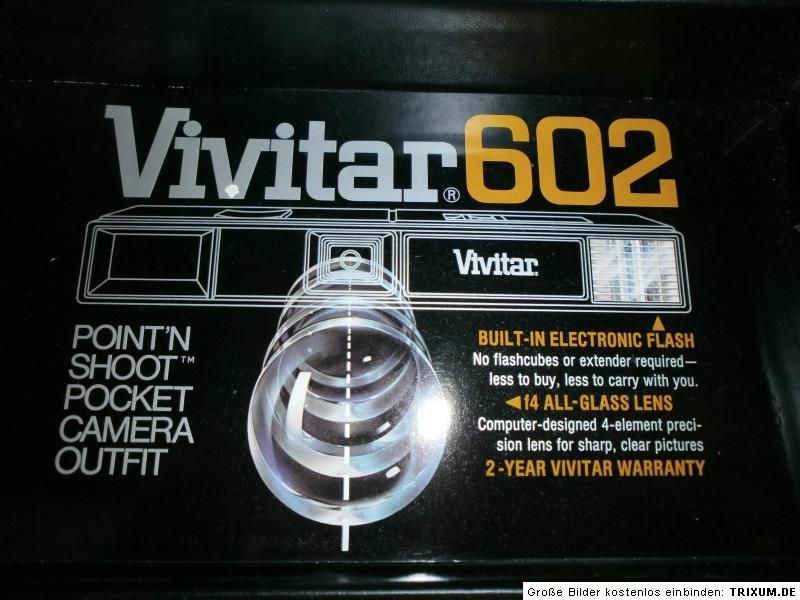 VIVITAR 602 POCKET KAMERA CAMERA Modell 110 OVP Lederschatulle